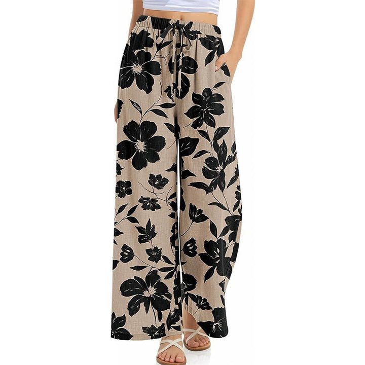 Printed loose-fitting wide-leg trousers