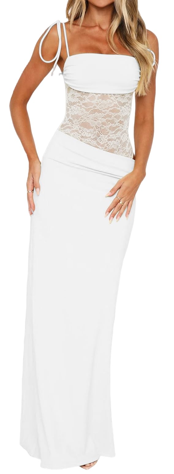 Lace-panel camisole dress