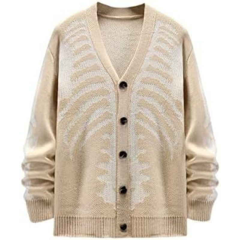 Gothic-style loose-fit knit sweater with skull print