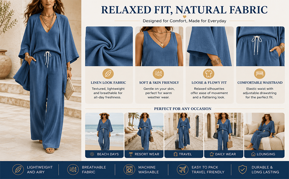 Linen Look 3 Piece Outfit