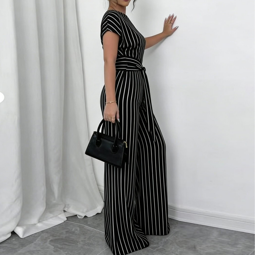 Off Shoulder Belted Wide Leg Jumpsuit