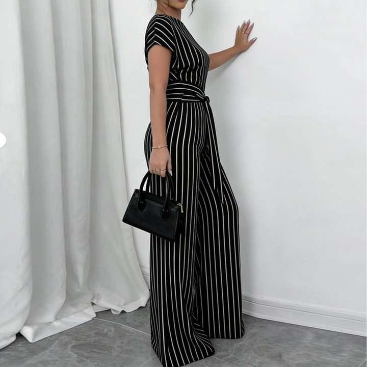 Off Shoulder Belted Wide Leg Jumpsuit