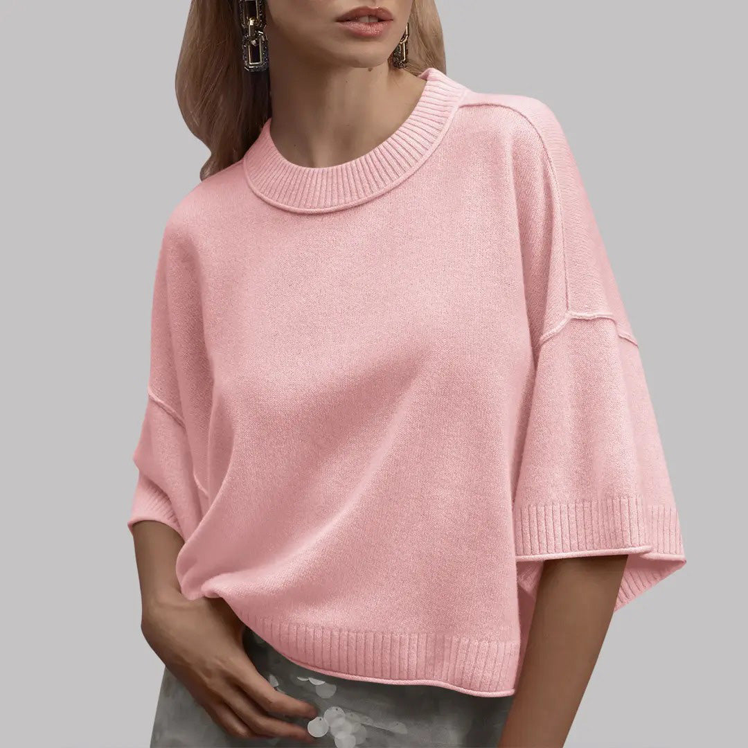 Casual Drop Shoulder Cropped Sweater