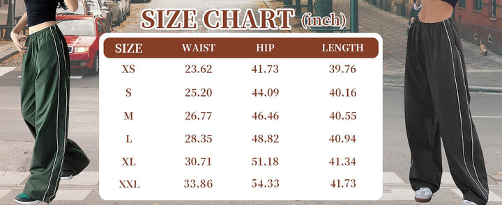 High-Waisted Side-Stripe Wide-Leg Parachute Pants