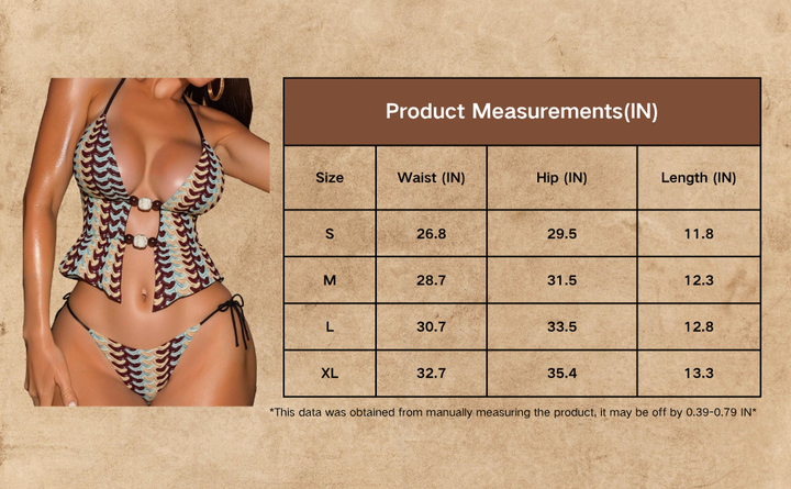Bohemian Wave Knit Triangle Bikini Set with Shell Accents