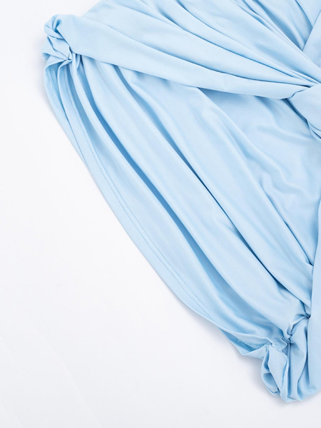 Deep V Draped Ruched Mini Dress