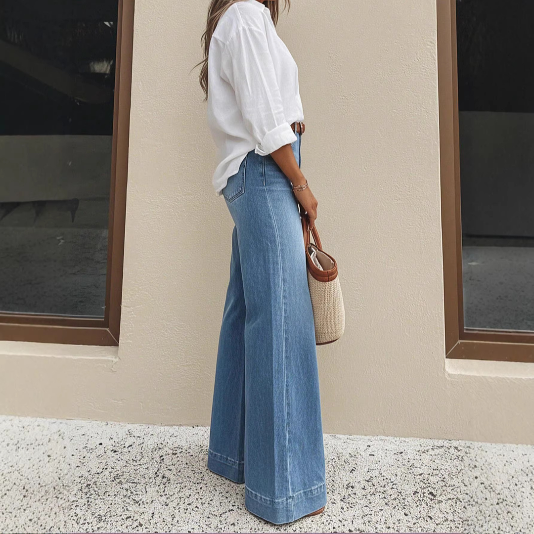 High Waist Wide Leg Denim Jeans