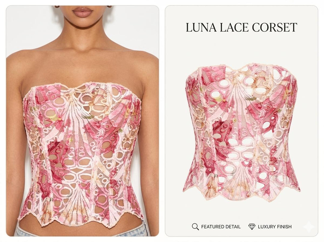 Pink Butterfly Lace Corset Top