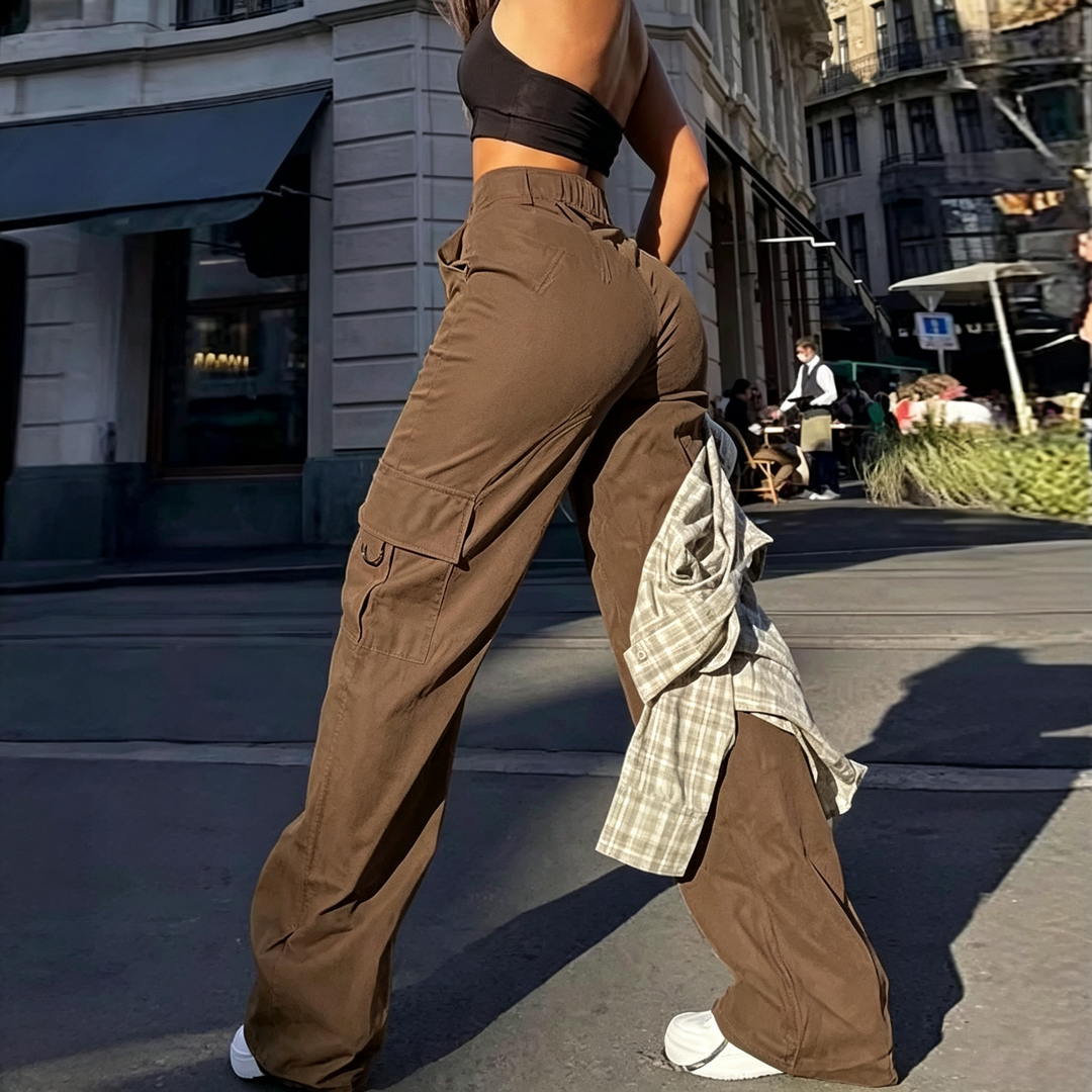 Casual Loose Fit Straight Leg Cargo Trousers