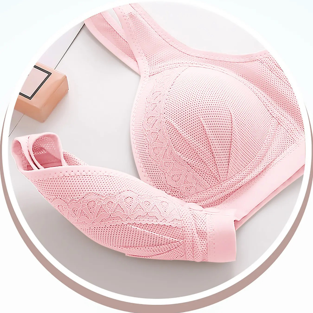 Lace Trim Front Snap Wireless Bra