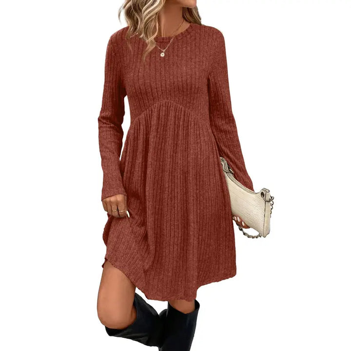 Ribbed Knit Dress With Side Pockets