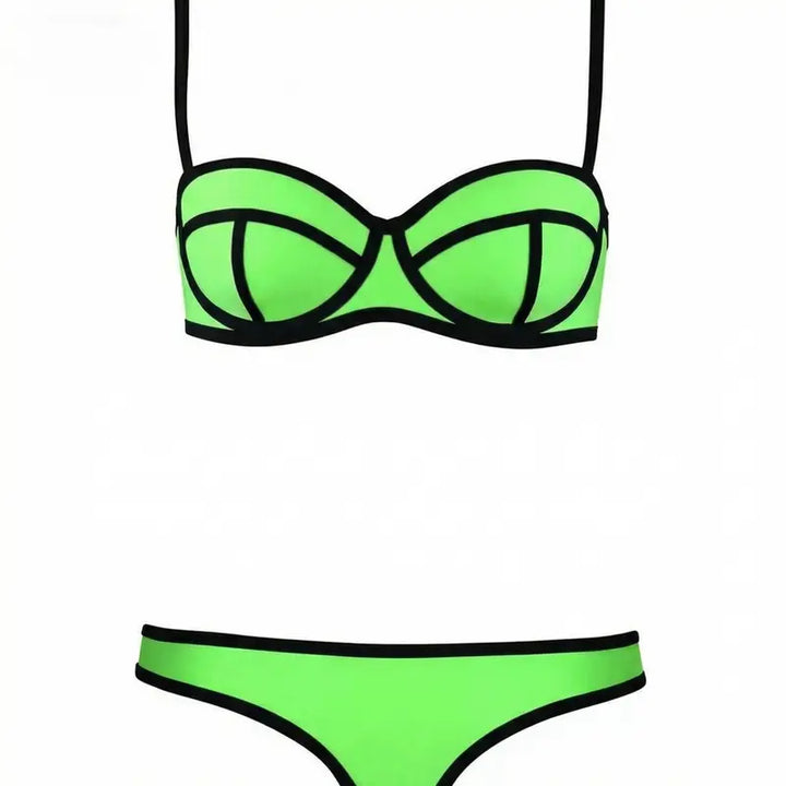 90s Retro Sporty Strappy Swimsuit with Contrast Trim
