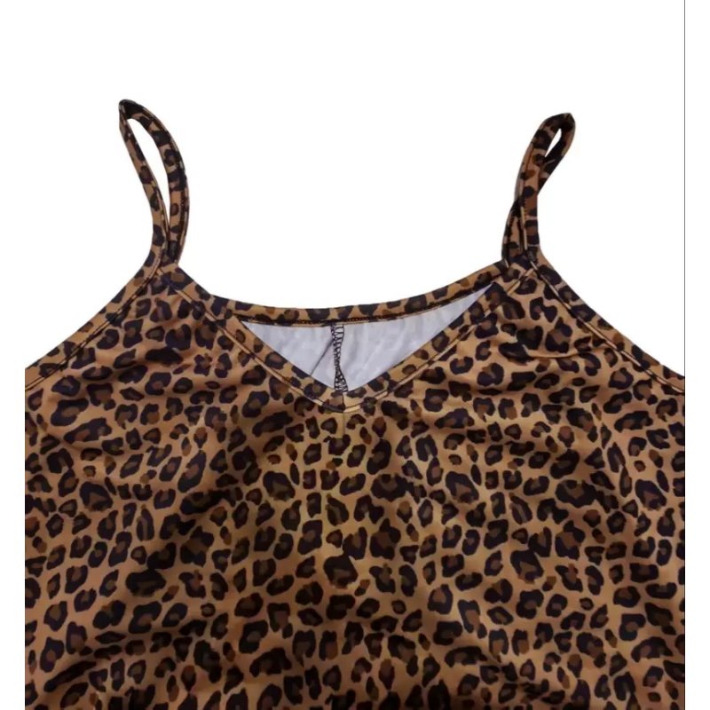 Leopard Butterfly Print Spaghetti Strap V Neck Maxi Dress
