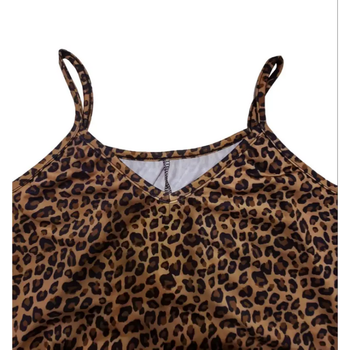 Leopard Butterfly Print Spaghetti Strap V Neck Maxi Dress