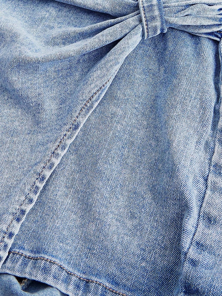 Strapless Denim Skort Romper