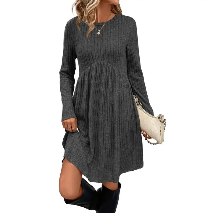 Ribbed Knit Dress With Side Pockets