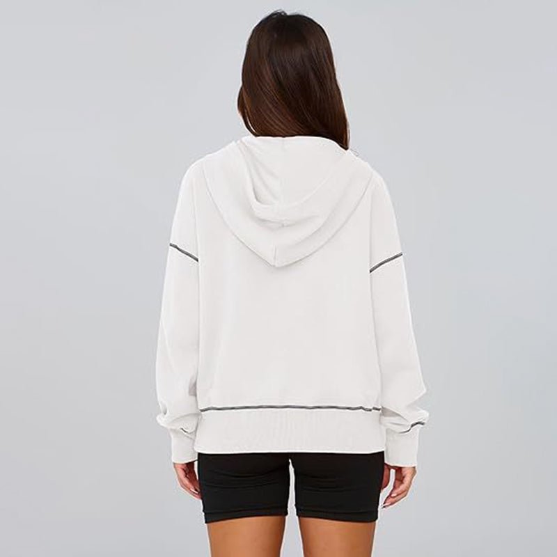 Collar Half Zip Pullover Sweatshirt  Long Sleeve Casual Hoodie Top