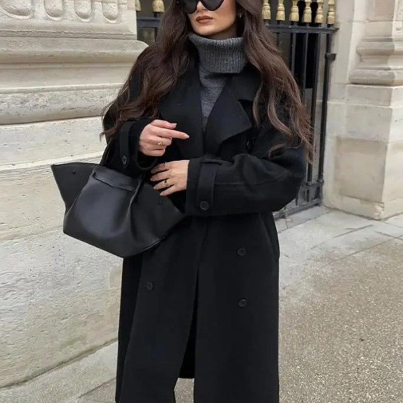Elegant Double Button Coat – Minimalist Casual Winter Outerwear