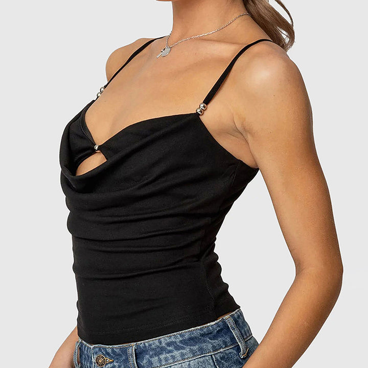 Sexy Draped Spaghetti Strap Crop Tank Top