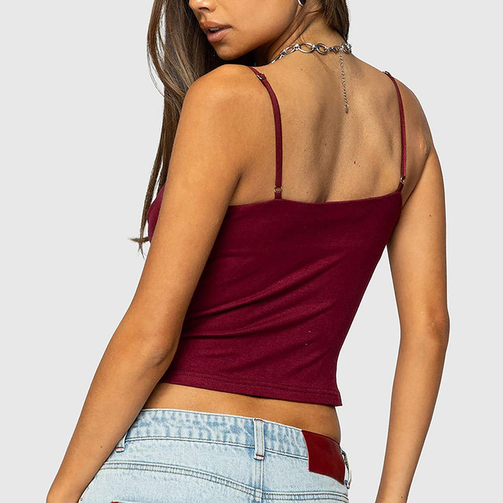 Sexy Draped Spaghetti Strap Crop Tank Top