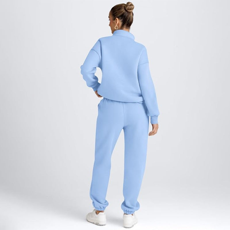 Solid-color sweatshirt and sweatpants set