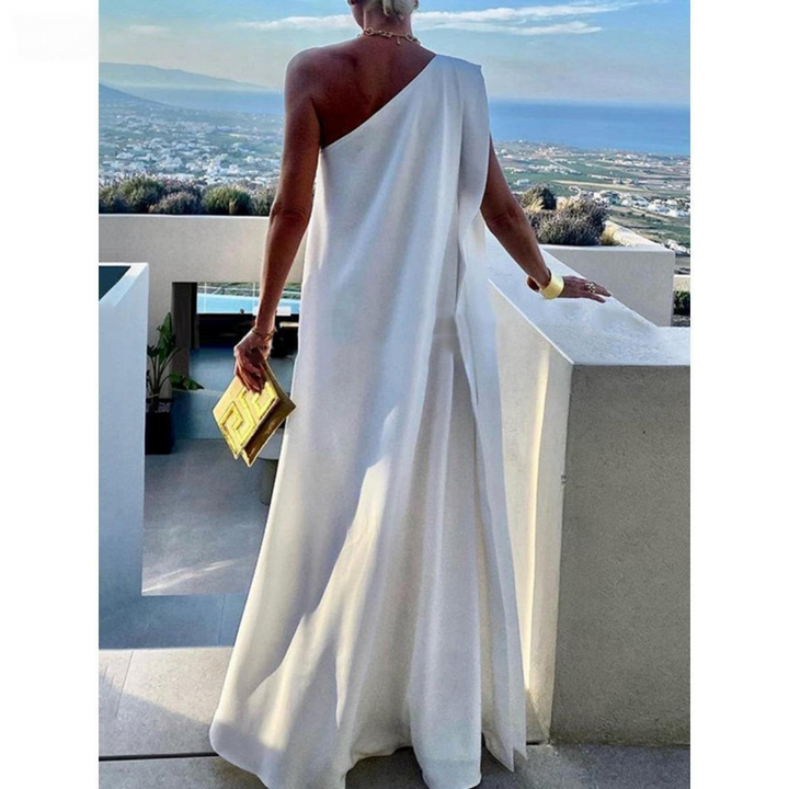 One-Shoulder Flowy Maxi Dress | Casual Beach Cover-Up Dress for Women