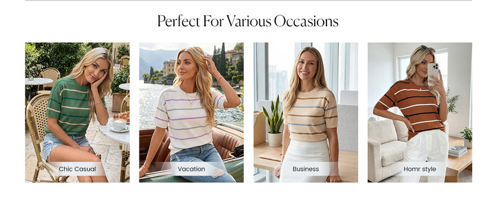 Multicolor Stripe Short Sleeve Knit Top