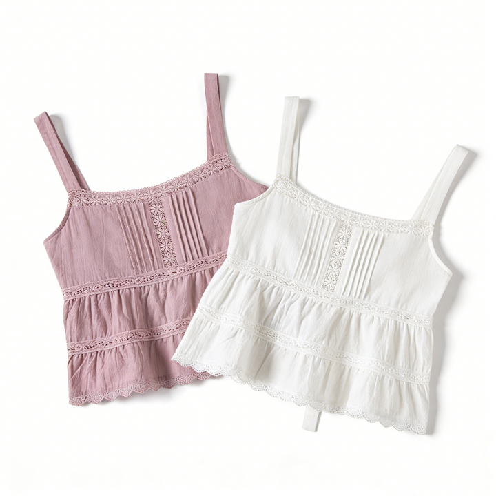 Lace Trim Tiered Cami Top