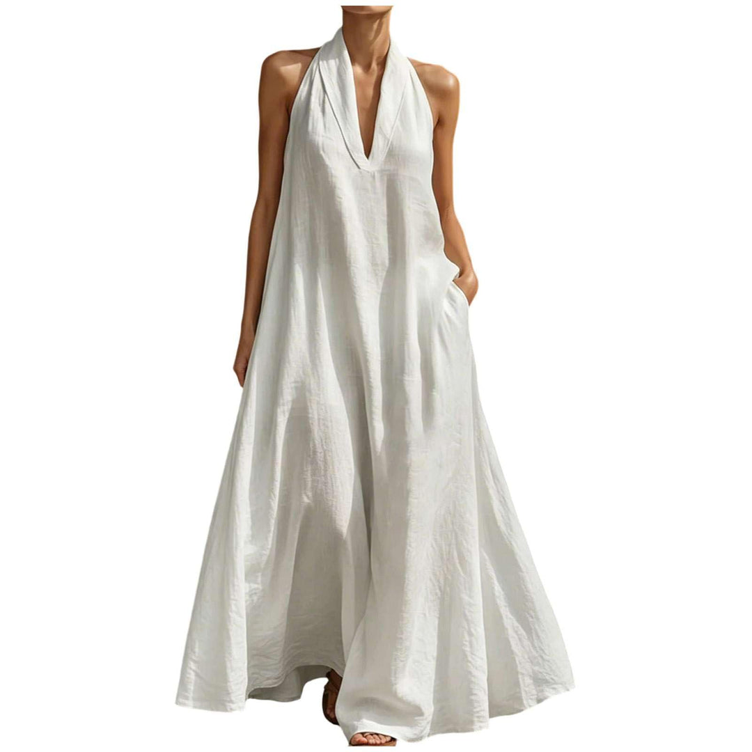 Halter Neck Linen-Blend Maxi Dress