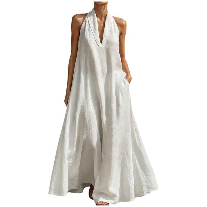 Halter Neck Linen-Blend Maxi Dress