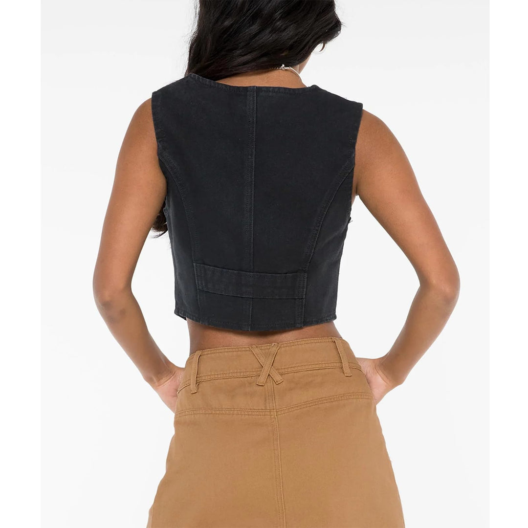 Light Wash Denim Cropped Vest