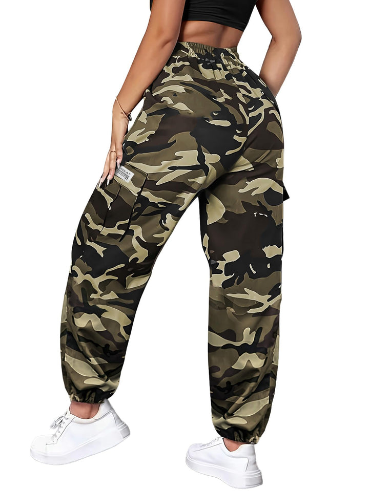 Camouflage Print Elastic Waist Cargo Jogger Pants