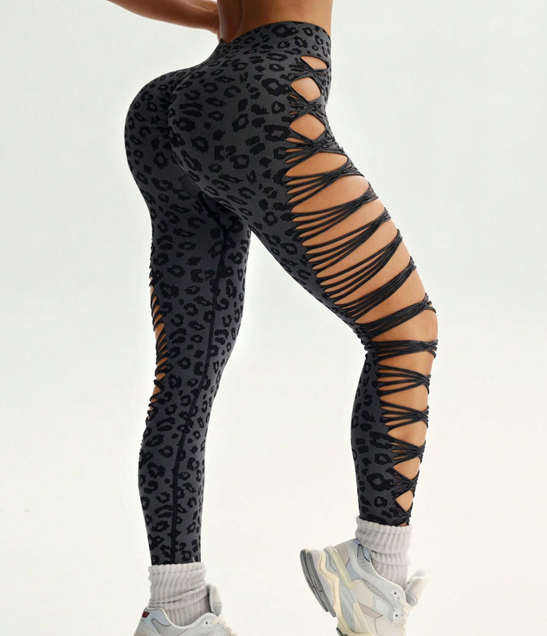 Leopard Print Crisscross Cutout Leggings