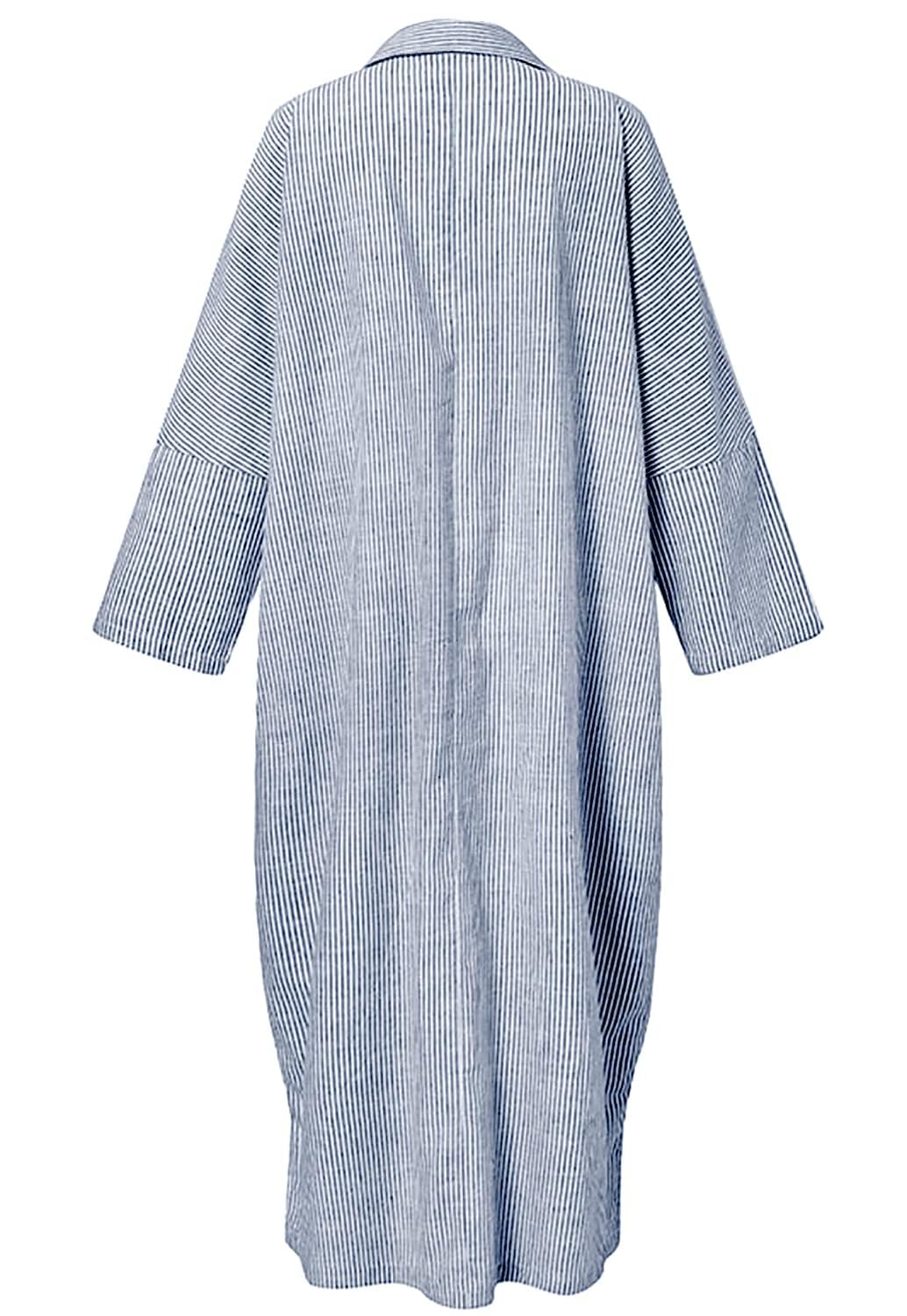 Striped Cotton Maxi Shirt Dress