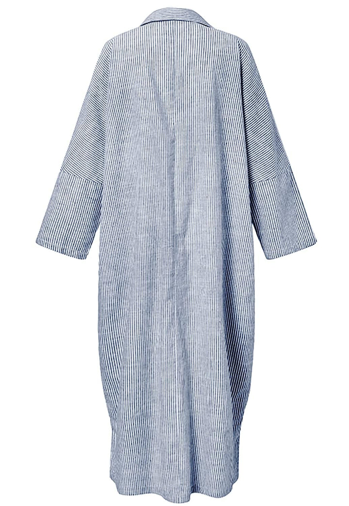 Striped Cotton Maxi Shirt Dress