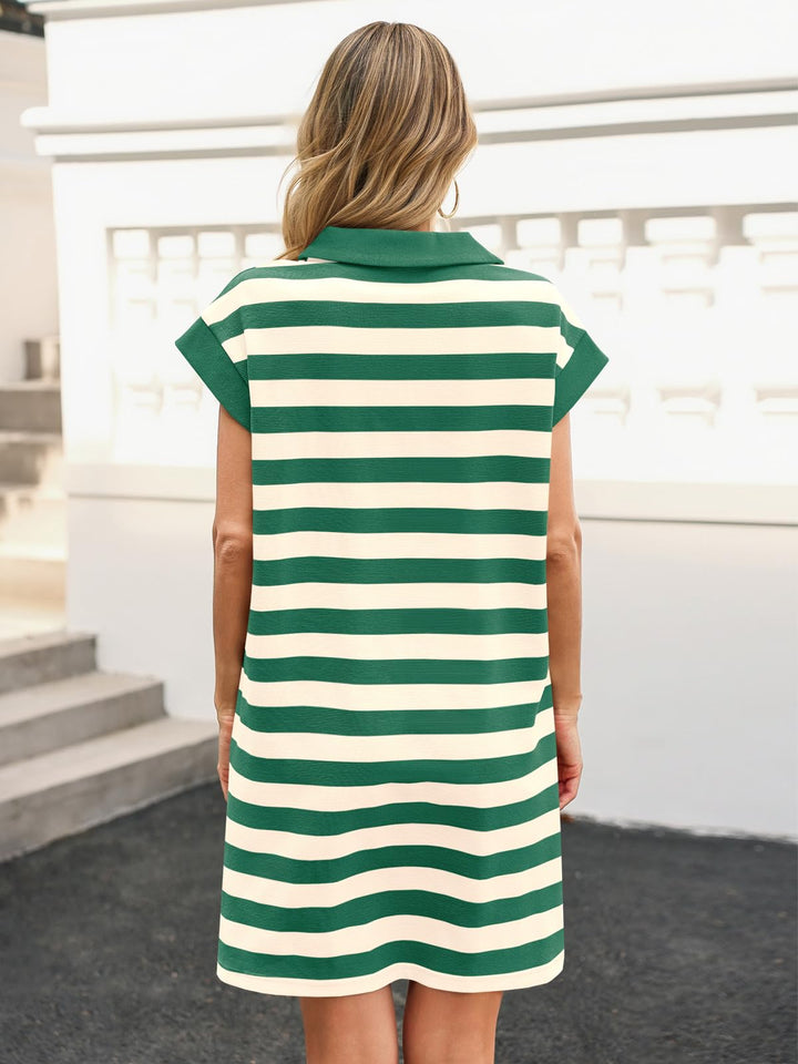 Stripe Polo Neck Mini Dress