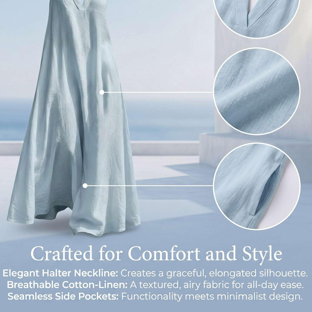 Halter Neck Linen-Blend Maxi Dress