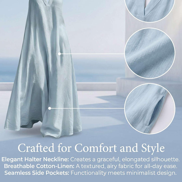 Halter Neck Linen-Blend Maxi Dress