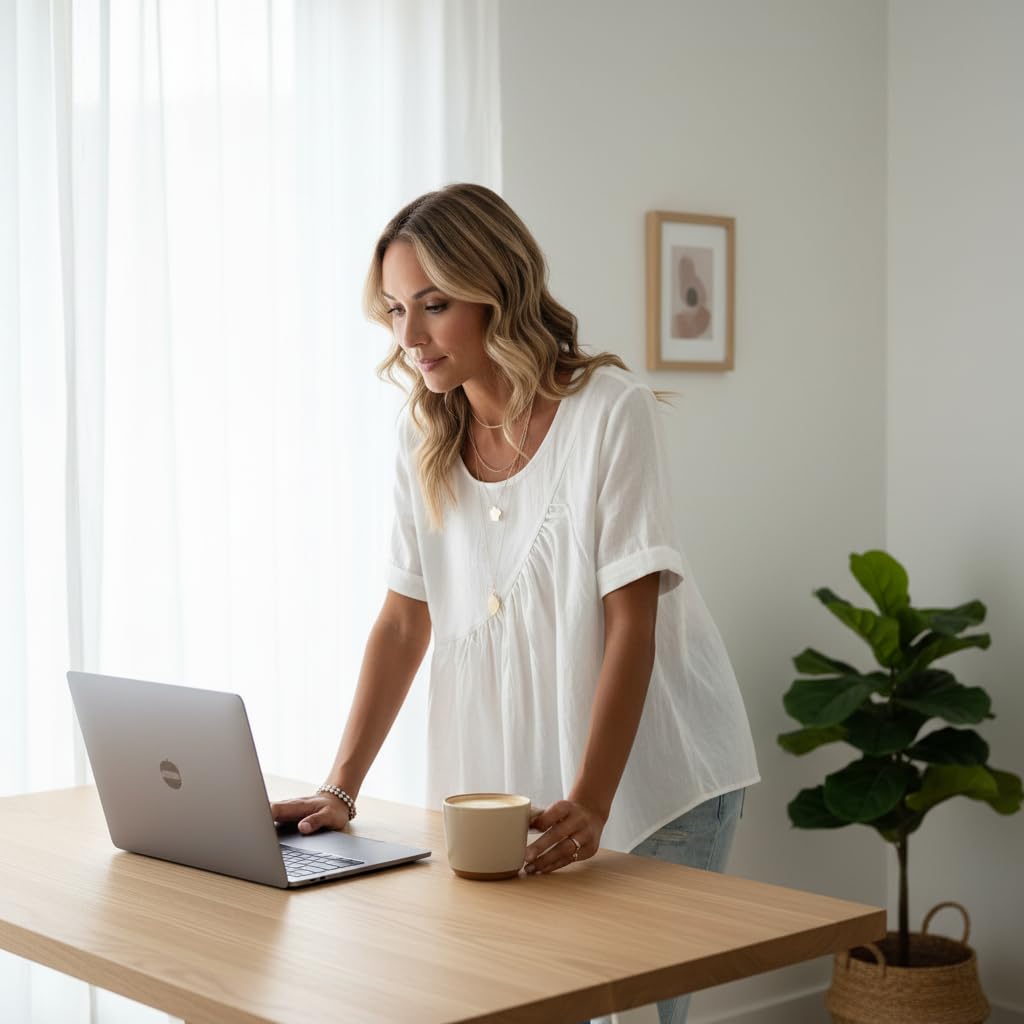 White Linen-Blend Gathered Peplum Top