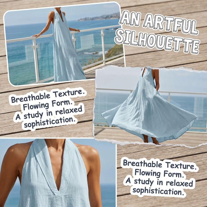 Halter Neck Linen-Blend Maxi Dress