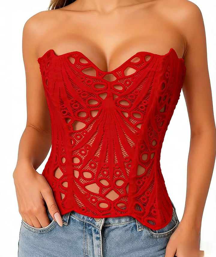 Pink Butterfly Lace Corset Top