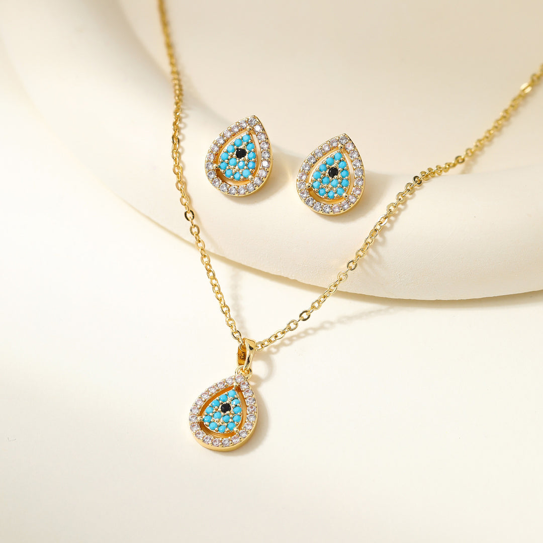 Exquisite Gold Necklace &amp;amp; Earring Set Sparkle—Effortlessly Yours.
