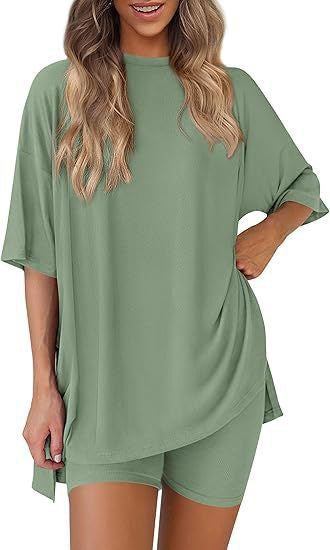 Oversized Tunic &amp; Biker Shorts Loungewear Set