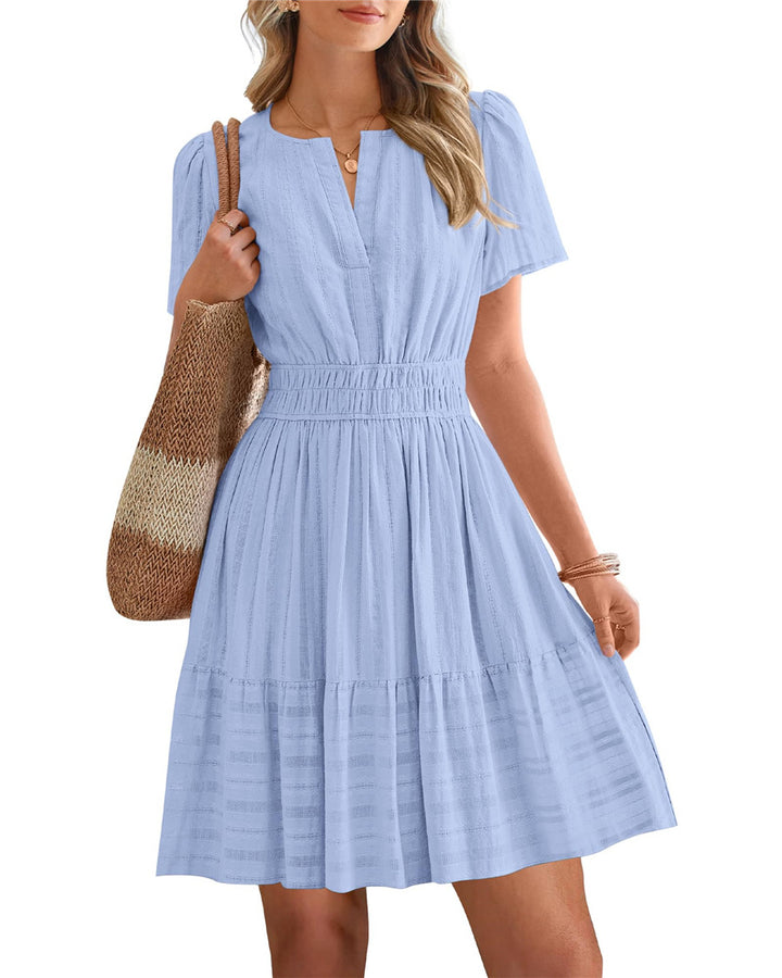 Smocked Waist Tiered Mini Dress