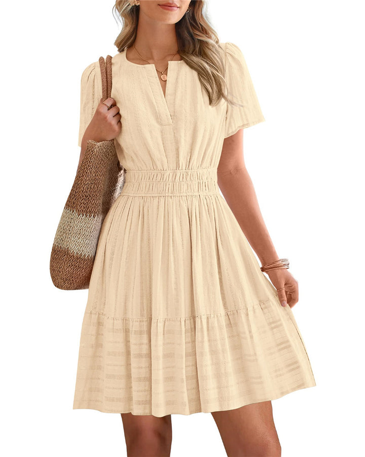 Smocked Waist Tiered Mini Dress