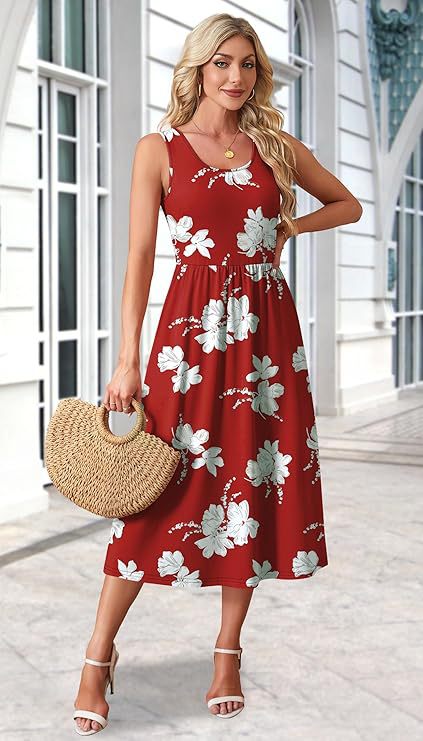 Women Summer Dress 2026 Floral Print A-Line Sleeveless Casual Sundress