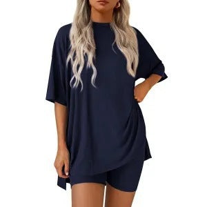 Oversized Tunic &amp; Biker Shorts Loungewear Set