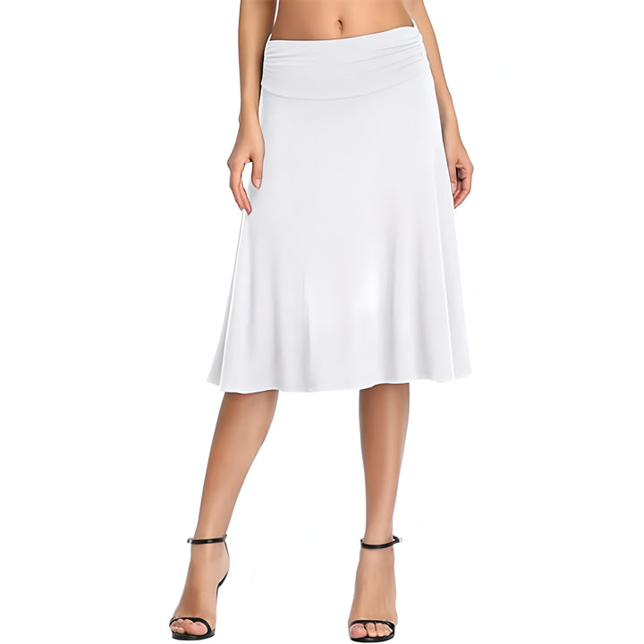 Ruched Waist A-Line Midi Skirt