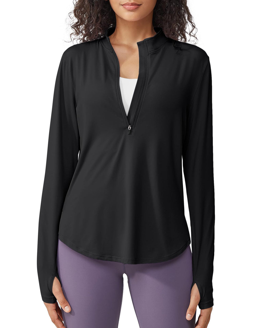 Lavender Half-Zip Long Sleeve Active Top