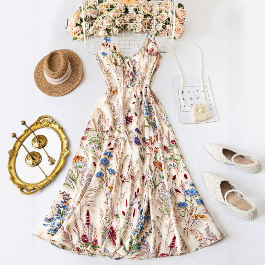 Floral Print Spaghetti Strap Midi Dress
